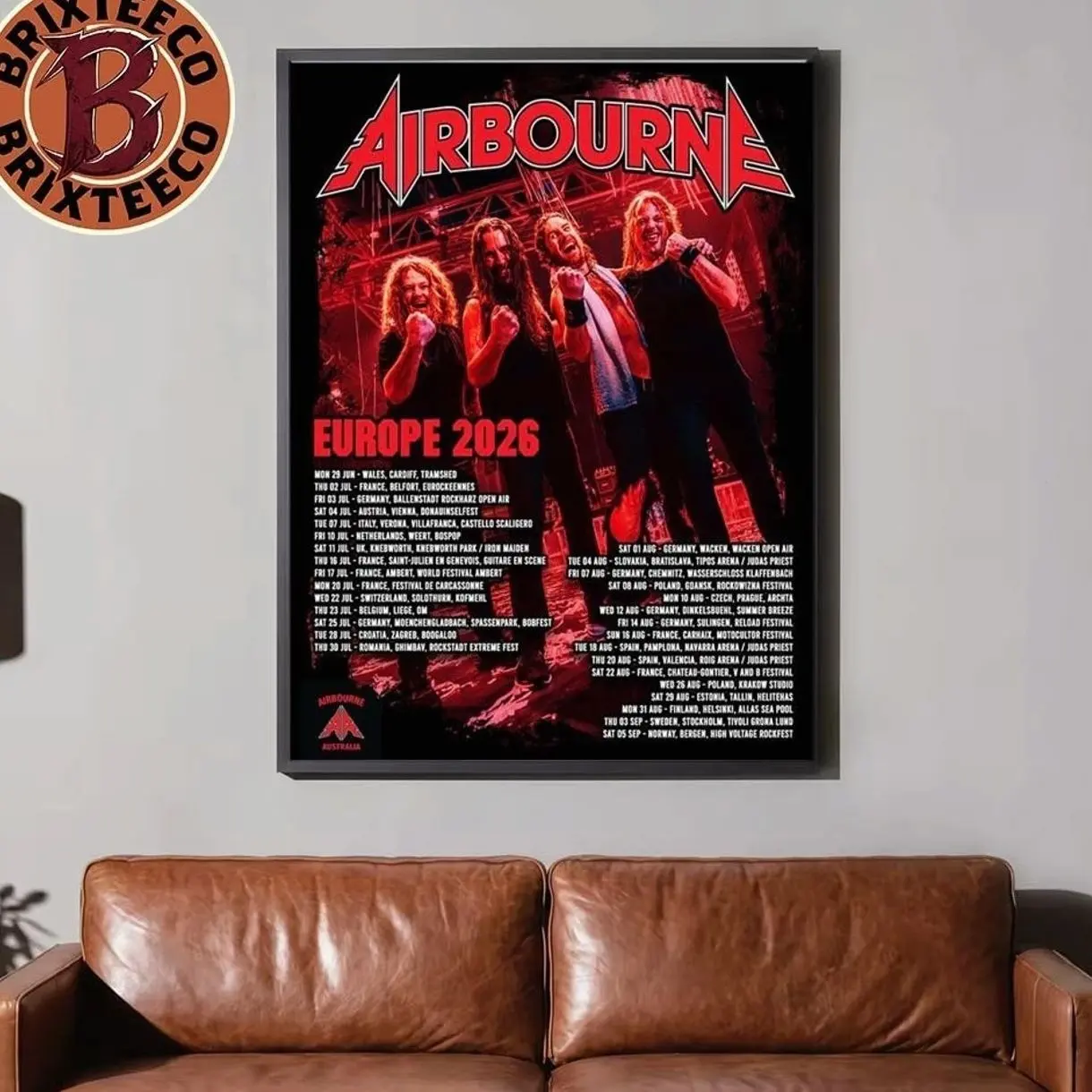 Airbourne Get Gutsy Europe 2026 Tour Schedule Dates Poster