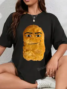 100% Cotton Chicken Nugget Meme T-Shirt, Small, Black