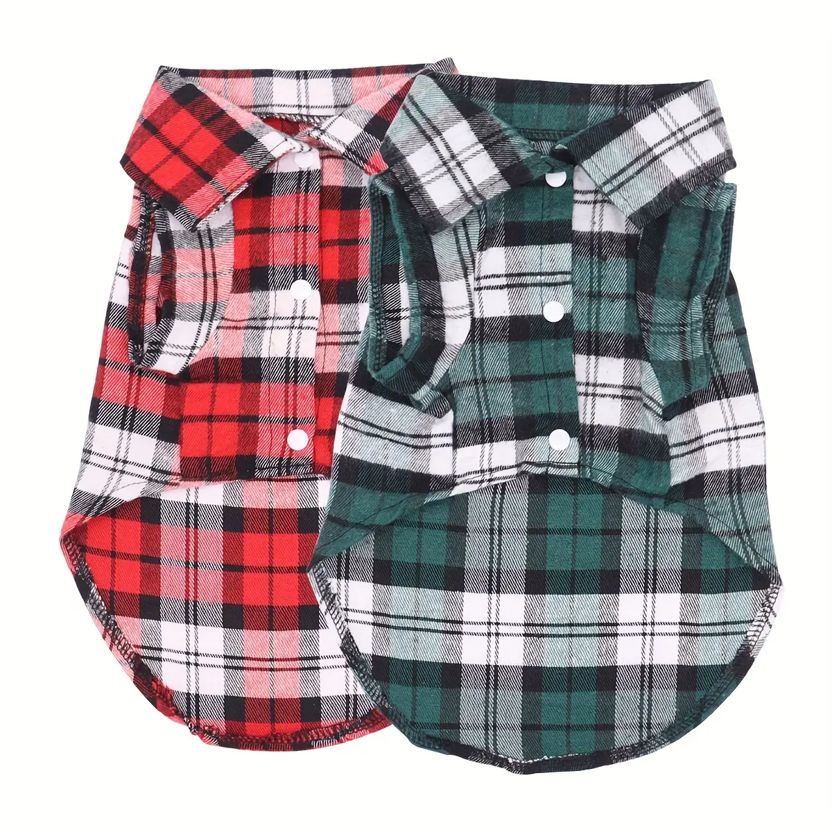 Wholesale Multi-Size Plaid Pet Shirts with Button Closure - Dog & Cat Apparel for Puppies, Teddy, Bichon, Schnauzer Packs