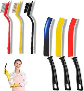 6-Piece Crevice Cleaning Brush Set with Hard Bristles for Sinks Faucets Grout Bathroom Corners Baseboards Gas Stoves and Tiles
