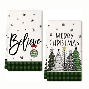 2counts Christmas Tree Towels, Decorative Towels, Perfect Holiday Kitchen Decor & New Home Bathroom Gift, Christmas Party Decoration