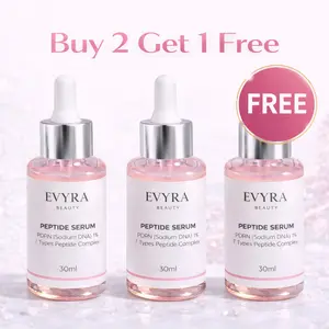 BUY 2 GET 1 FREE Evyra Beauty PDRN Peptide Serum 1% Sodium DNA. 7 Types Peptide Complex, Niacinamide, Ceramide & Hyaluronic Acid, Lightweight Anti Aging Facial Serum for Firm, Smooth, Hydrated and Glowing Skin, Skin Barrier Support & Texture Improvement