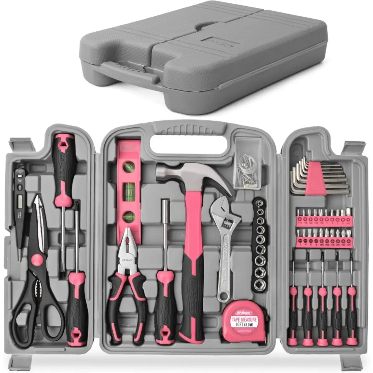 54 Piece Pink Household Tool Box Set - Alloy and Plastic, Allen Keys,Screwdrivers, Pliers, General Household Repair Kit,Combination Set
