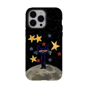 Whimsical Pete the Cat Phone Case|Pete the Cat Moon Star Phone Case For iPhone 17 Pro Max 16 15 14 13 12 11 for Samsung S21 S22 S23 S24 S25 Phone Case|Gift for him for her|Tough Phone Case|Best Gift