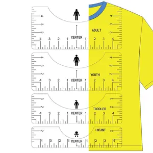 Transparent T-shirt Ruler Guide Alignment Tool (4 Counts), T-shirt Rulers To Center Design for Adult Youth Toddler Infant Sewing Tool, Sewing Tool Kit