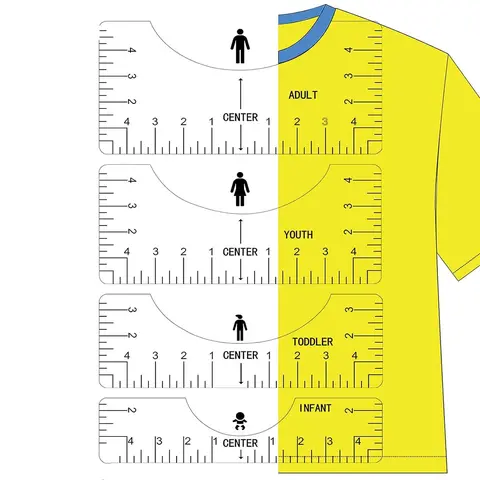 Transparent T-shirt Ruler Guide Alignment Tool (4 Counts), T-shirt Rulers To Center Design for Adult Youth Toddler Infant Sewing Tool, Sewing Tool Kit