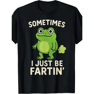 Sometimes I Just Be Fartin' Frog Meme T-Shirt |   Pure, Casual Style, Crew Neck, Short Sleeve, Geometric Pattern, Perfect for Boys and Girls, Sizes 120-160(3-13Y)