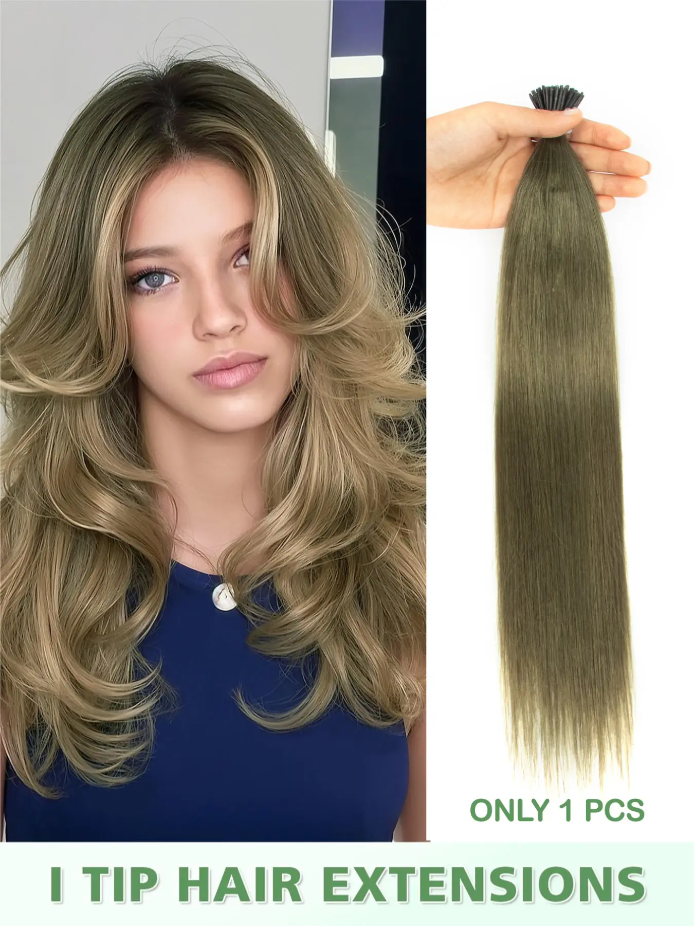 I Tip Real Premium Human Hair Extensions - Natural Looking Hair, Invisible,Straight Fusion Extensions, Unisex, Suitable for Makeup, Self-Care, Y2K Gothic Style, Gifts, Travel, Parties