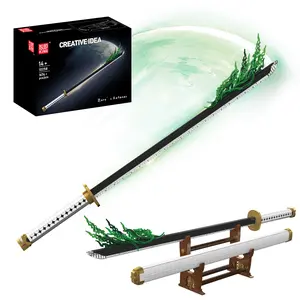 Mould King 10258 MOC Creative Samurai Sword Craft Model, with Sheath and Stand, with LED Lights and Battery Box, 39 Inch Zoros Enma Sword Anime Role Play Sword Construction Kit (1674+ Pieces)
