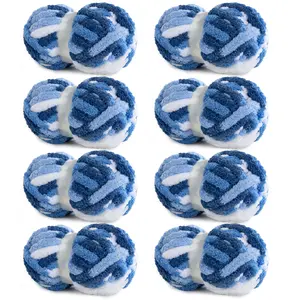 HOMBYS Tie Dye Chunky Chenille Yarn – 8 Pack Super Bulky Yarn for Crochet, Hand Knitting Blankets & DIY Crafts