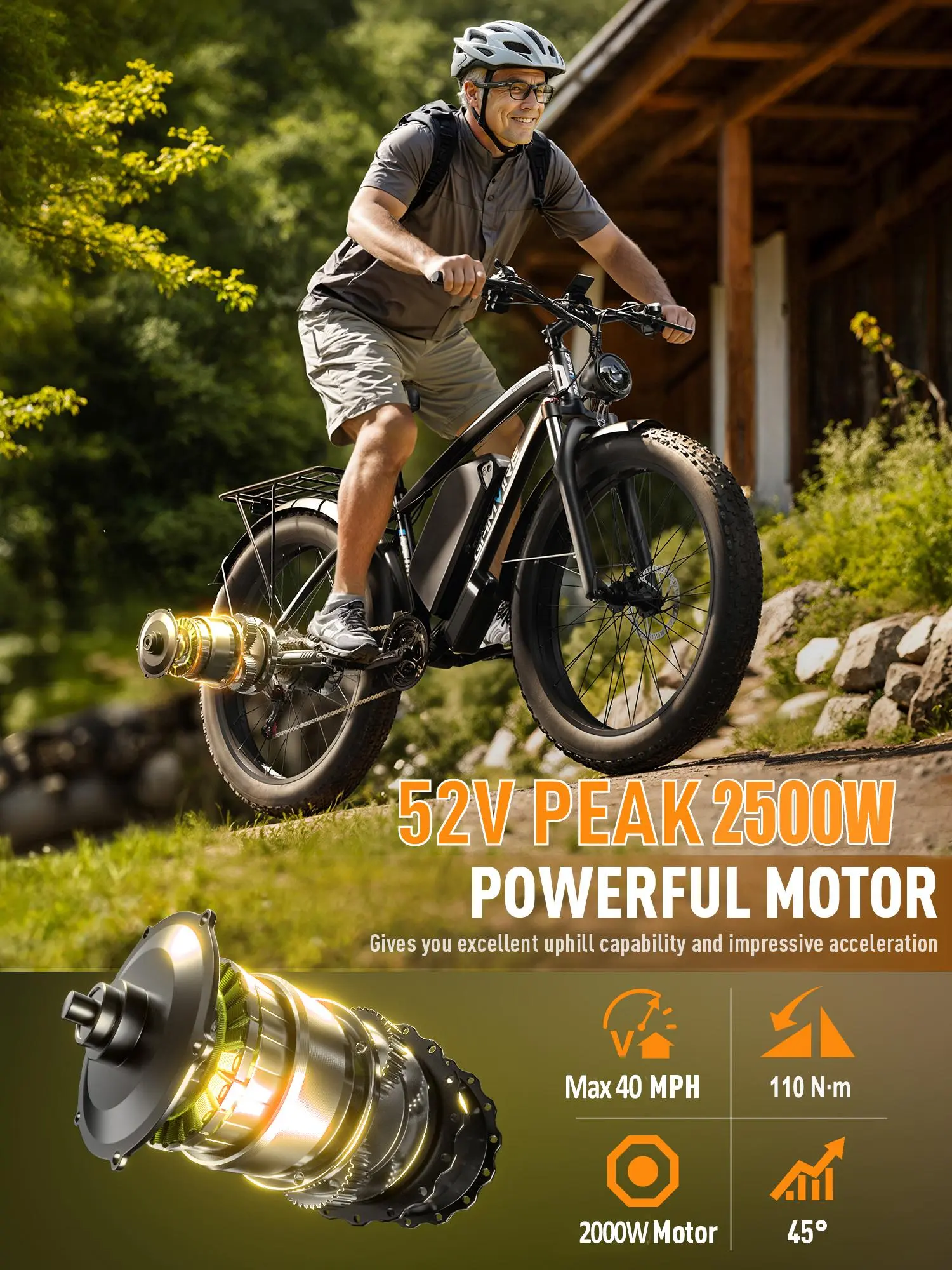 E·BYCCO&GAMVIRE 24''/26'' V7 Long Range Electric Bike Peak 2000W/3000W 52V 19.2Ah/32Ah summervibes Enduro Bike Dual Suspension Ebike fat tire electric bicycle