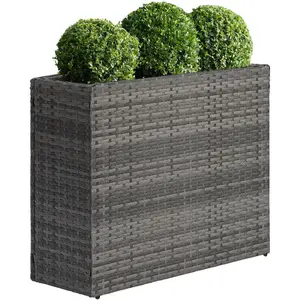 Tall Rectangular Planter with Removable Liner, -Weather PE Rattan Large Modern Planters Indoor Outdoor Flower  Pots Garden Box Patio Yard Front Porch Deck