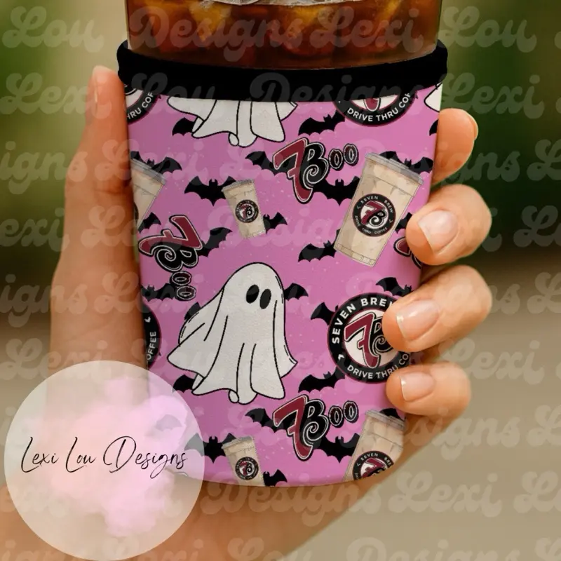 7Boo Pink Insulated Cup Sleeve - 7Brew Can Koozie for Cold Cans and Bottles