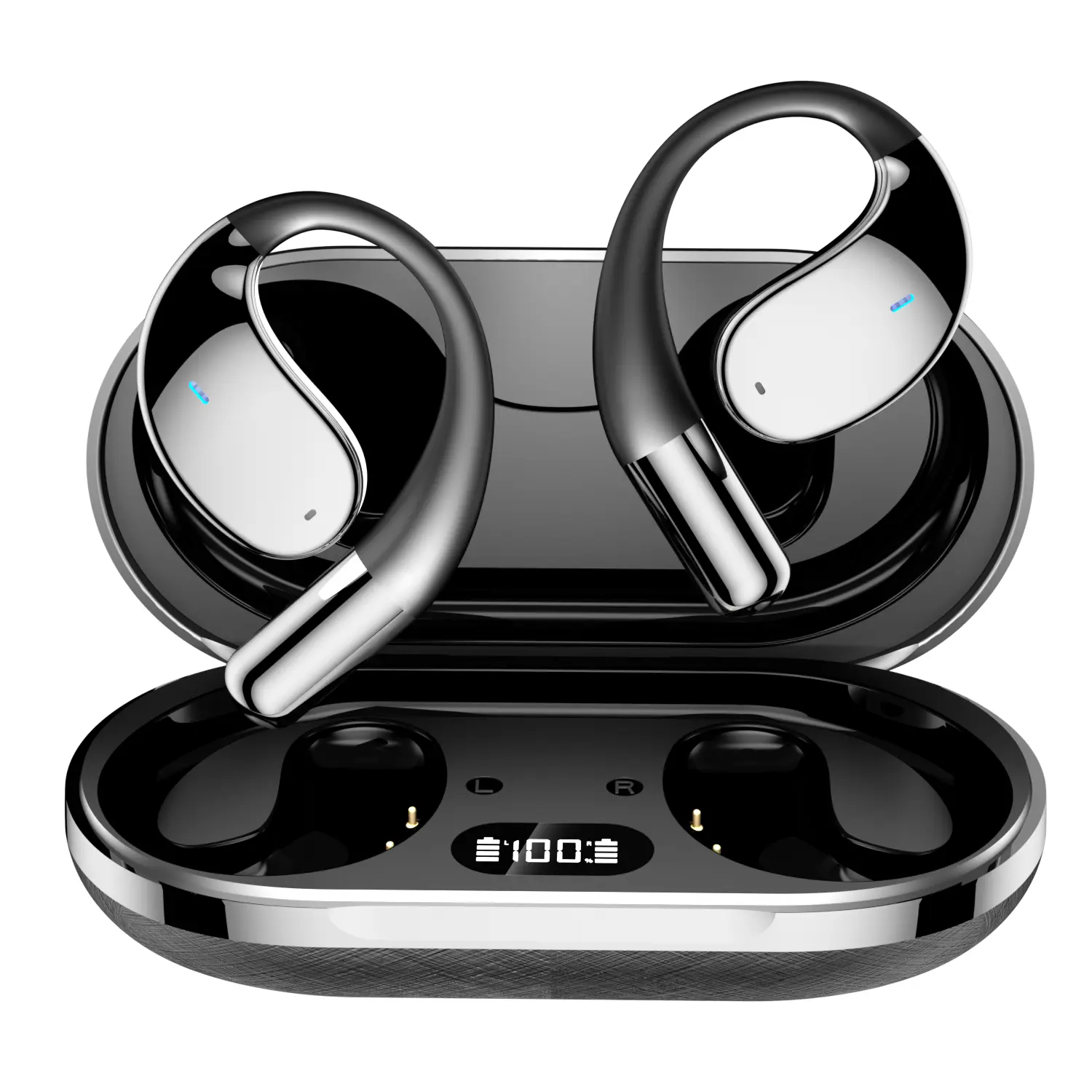 ENC call noise reduction, LED display sports headphones suitable for Android IOS headphones, gaming headphones, audio Chargeable Headset Charging Plastic Black Electronic