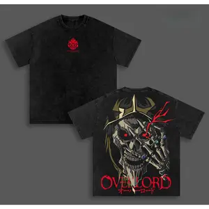 Heavyweight Overlord Double Printed Vintage T Shirt Unisex Oversized Cotton Anime Manga Casual Retro Streetwear Daily Fashion Top For Men Women Anime Fans