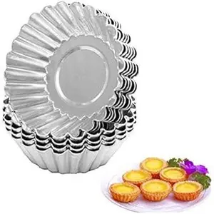 10 Pcs Stainless Steel Mini Tart Pie Pans Reusable Tartlet Cupcake Baking Mold Non Stick Baking Tool for Pies