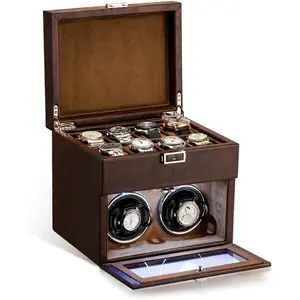 Automatic Watch Winder,Double Watch Winder and 8 Extra Storage Display Box with LED Light, Quiet ,Adjustable Watch Pillows,AC Adapter,Father's Day  for Men