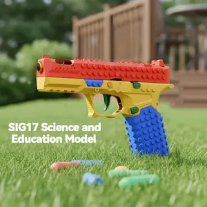 Assembleable Building Blocks G17 Soft Bullet Gun Recoil Firing Continuous Shell Ejection Handgun Toy Gun Mechanical Linkage Collaborative Tactical Building Block Set. Perfect for adults and kids, ideal gift for tactical-toy-loving boyfriends! Blasters