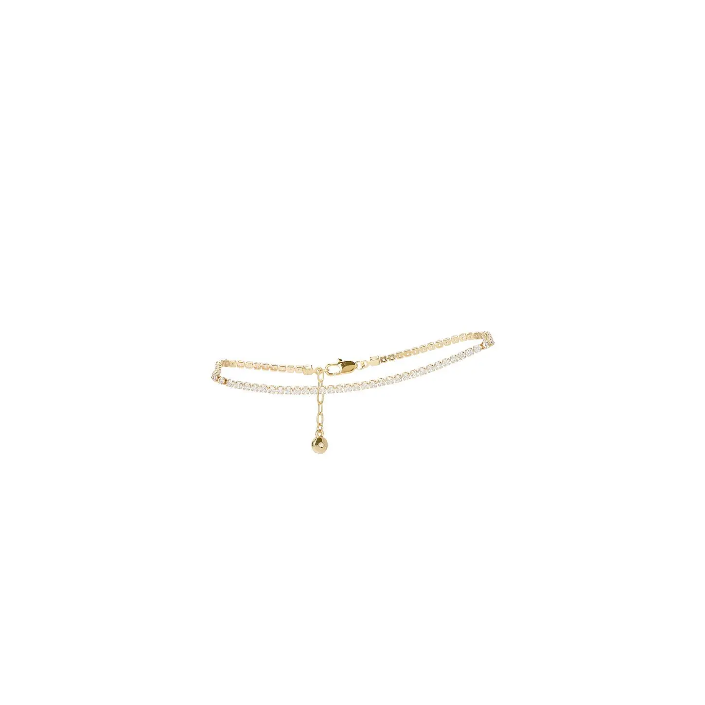 Ettika Single Crystal Band Anklet in Gold