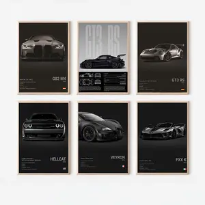 Morden Car Poster For Men Trendy Super Car Wall Art GT3 RS & Hellcat Prints Office Home Decor Unframe-style Living Room Bedroom Mural Ornaments vintage