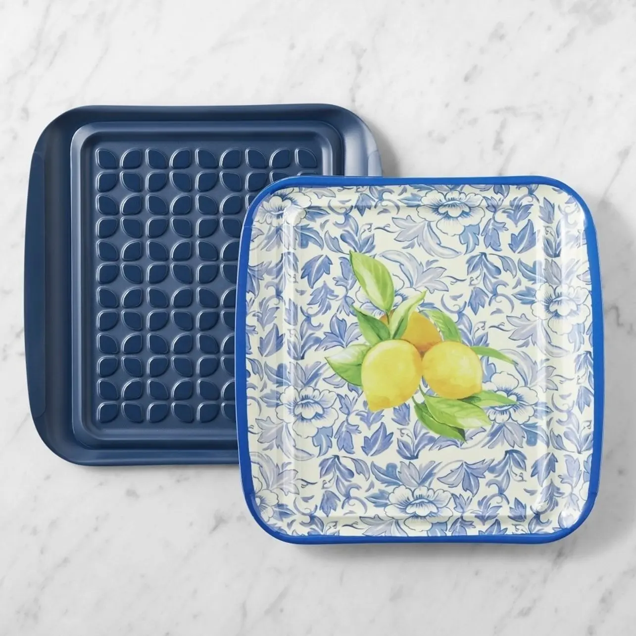 Lemon Grill Prep Trays, 4-Piece Set - Lightweight, Square, Traditional, Rectangular, Small Kitchen Bakeware Trays