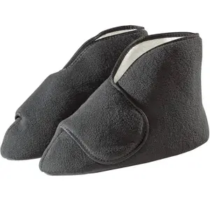 Silvert's Adaptive Clothing & Footwear Men's & Women's Extra Wide Soft Fleece Diabetic Bootie Slippers for Seniors - Black XL