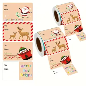 Christmas Sticker Roll for Cards 200pcs/Roll Assorted Portable Holiday Stickers Decorations Gift Wrapping Labels