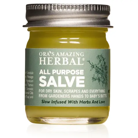 All Purpose Salve, 1oz Travel Size, Water-Free Moisturizing Skin Balm with Tea Tree, Thuja, and Rosemary