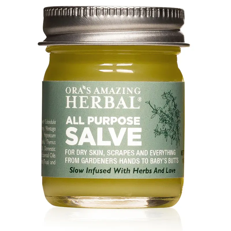 All Purpose Salve, 1oz Travel Size, Water-Free Moisturizing Skin Balm with Tea Tree, Thuja, and Rosemary