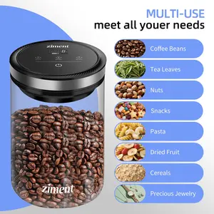 Ziment Smart Vacuum Coffee Canister, 4-Dig Record Storage Time,4000 Hours Standby, Continuous Vacuum at -30kPa, Intelligent AI Pressure Adjustment, Hold 1.6L/1.1lb/500g Coffee Beans, Store Pasta, Snacks, Nuts, Dried Fruits, Oats, Jewelry,Vacuum Coffee Jar