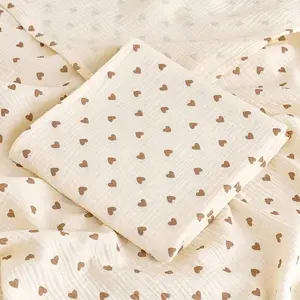 Soft Cotton Heart Pattern Baby Wrap Blanket, Large Size 100x100 Cm, Newborn Swaddle Cloth, Gentle Skin-Friendly, Multi-Purpose Bath Towel, Washable