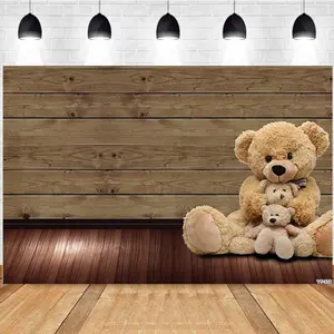 Photography Background Plush Bears Wooden Wall Wooden Floor Wedding Birthday Party Decor Backdrop Photo Studio