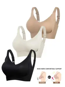 3-Pack Women's Seamless Wireless Bra Comfortable Lightweight Design Suitable for Various Bust Sizes Full Coverage Anti-sagging Lifting Tube Top Style Nylon Material Machine Washable Tub Smooth Contour Elastic Nylon Fabric