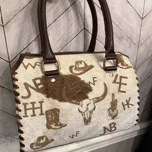 Branded Cowhide Leather Speedy Bag