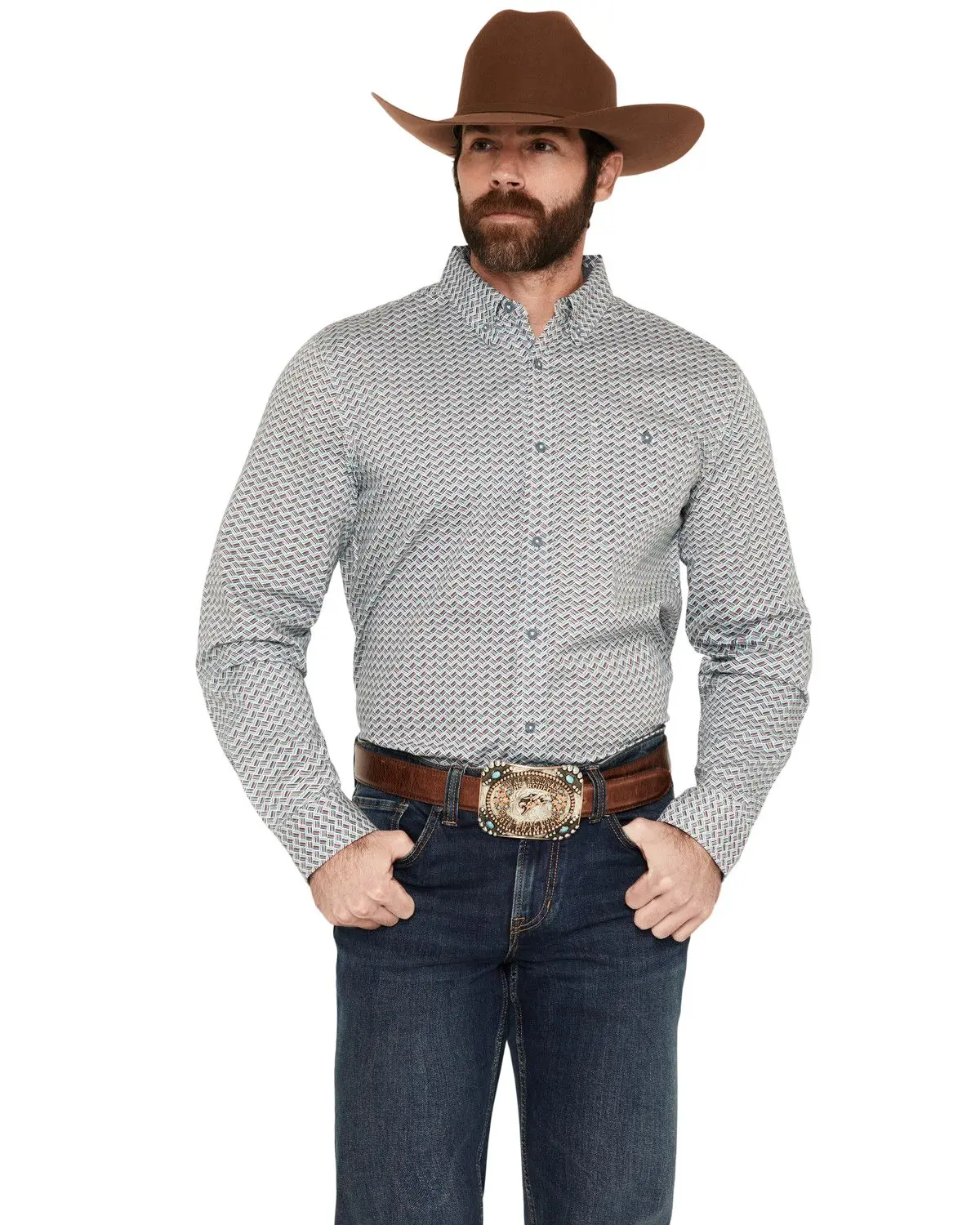 Rank 45 Men's 45&Reg; Men'S Stone Bluff Geo Print Long Sleeve Button-Down - Rmsu26w12-Multi
