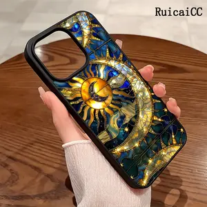 Premium Magnetic Phone Cases for iPhone11/12/13/14/15/16//17/Air/promax/Plus Retro sun and moon 2D Printing y2k cased MagSafe Ready, Anti-Fall, Springtok and Ultra-Thin Design | Perfect for Everyday Use Screen Protector Resistance