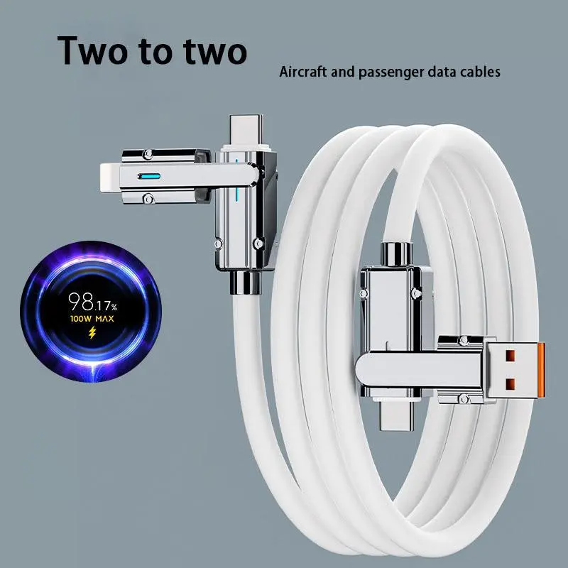 100W Super Fast Charging Durable Data Cable, 4 in 1 Type-C to Type-C Data Cable, Mobile Phone Accessories Compatible with iPhone & Android, Electronic