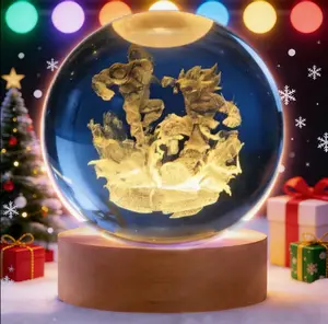 DBZ Valentine's Day Gift 7-Color Crystal Ball LED Night Light - 3.15 Inch 3D Glowing Lamp, USB-Powered Ambiance Enhancer, Romantic Dragon Z Decor