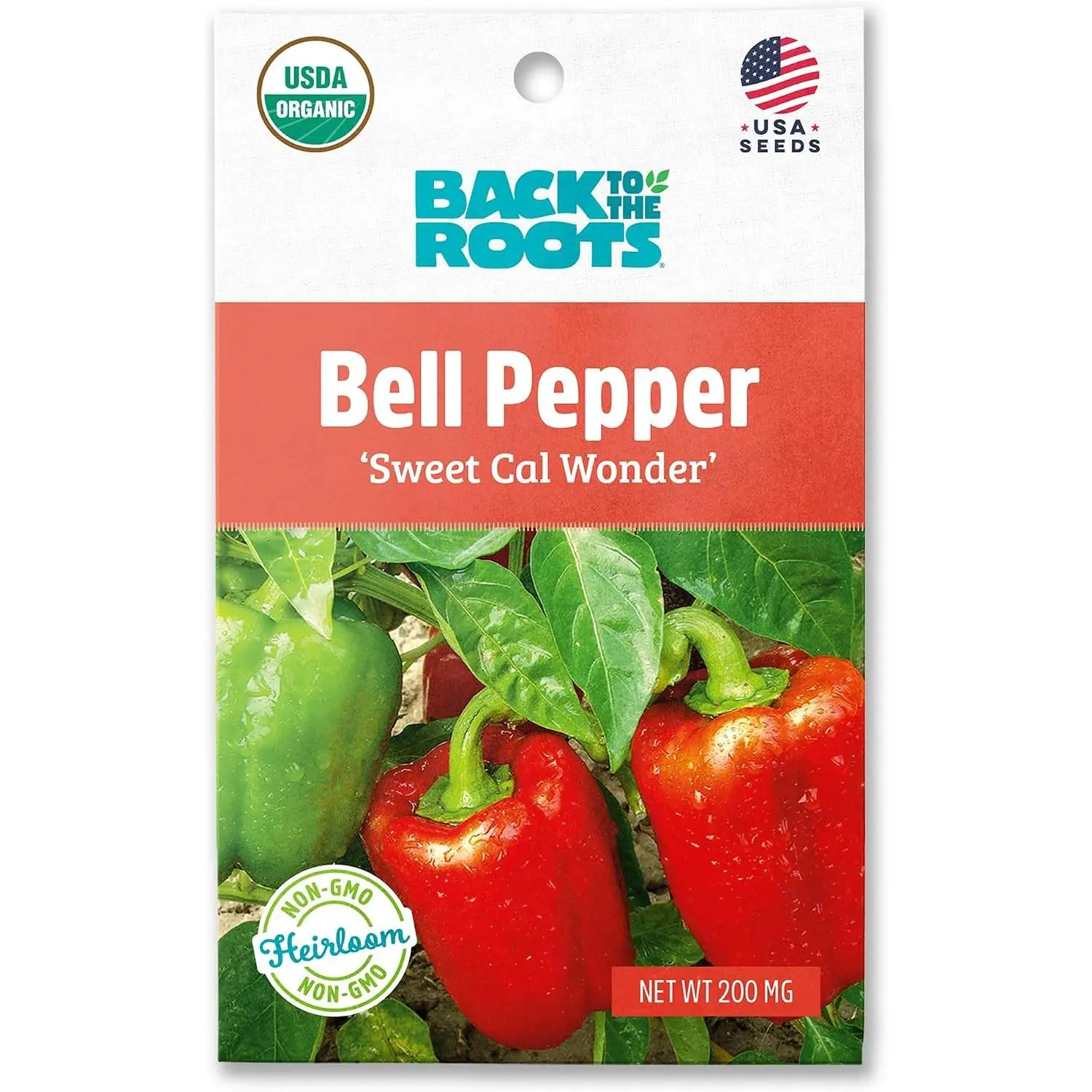 Bell Pepper Seeds, 100% Organic Non-GMO Heirloom Sweet Bell Pepper Variety for Home Garden Planting, High Germination Vegetable Seeds