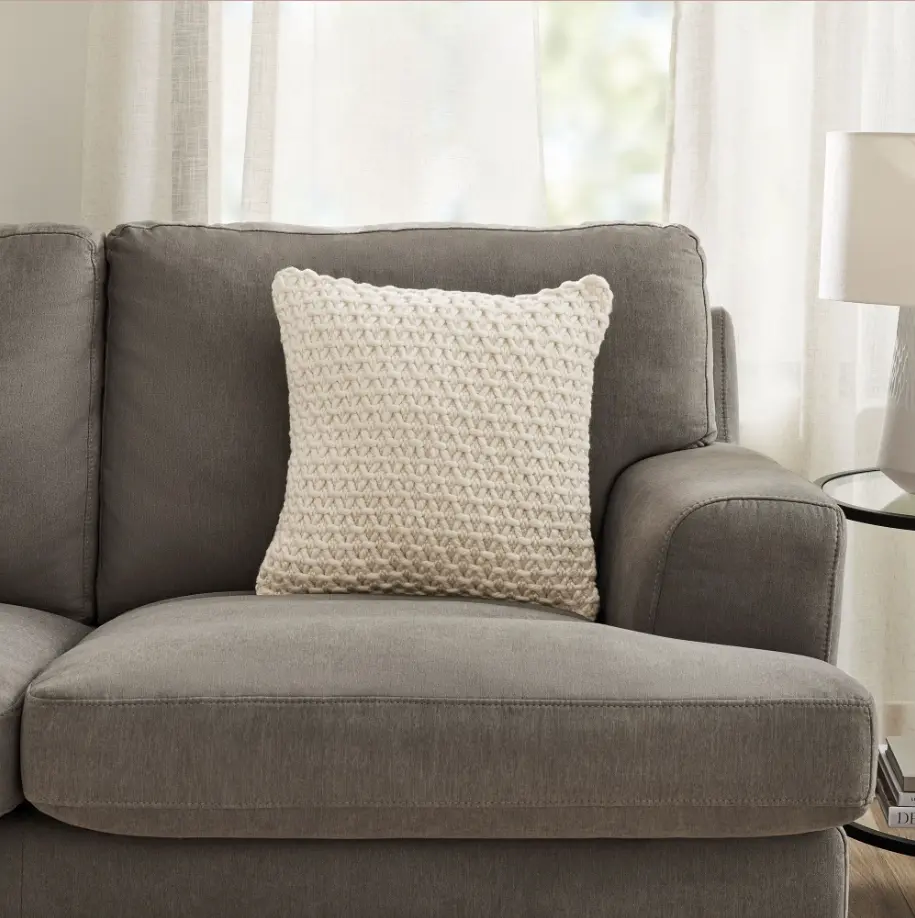 Honeycomb Ivory Throw Pillow, 18" x 18" (1 count)
