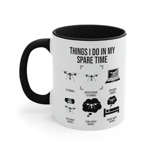 Funny Drone Pilot Coffee Mug Things I Do In My Spare Time Novelty Ceramic Tea Cup Drone Enthusiast Hobbyist Gift Suitable for Home Office Kitchen Daily Use Drinkware