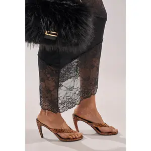 AKIRA GOLD DELYSE ORANGE TIGER PRINT PU SLIP ON STILETTO SANDAL