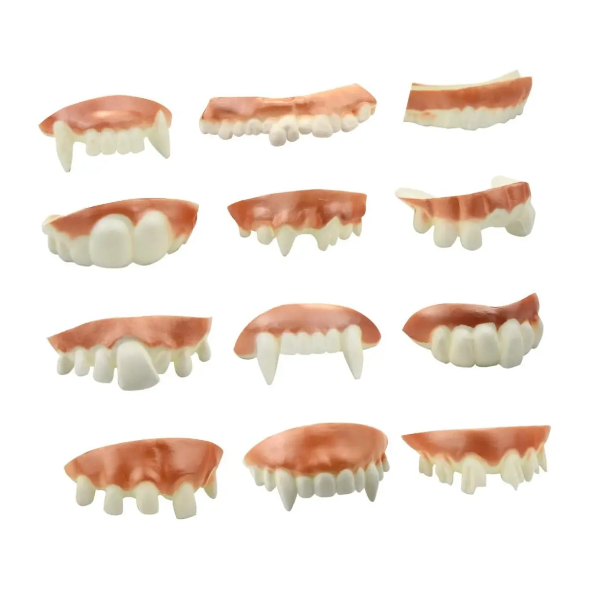 12PCS Funny Fake Teeth, Gnarly Gag Teeth for Halloween Costume Parties