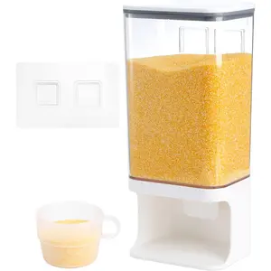 Rice Dispenser, Laundry Detergent Container, Cereal Dry Food Storage Bucket with Measuring Cup, Kitchen Grain Organizer with Lid, for Beans, Laundry Scent Bead, Pet Food