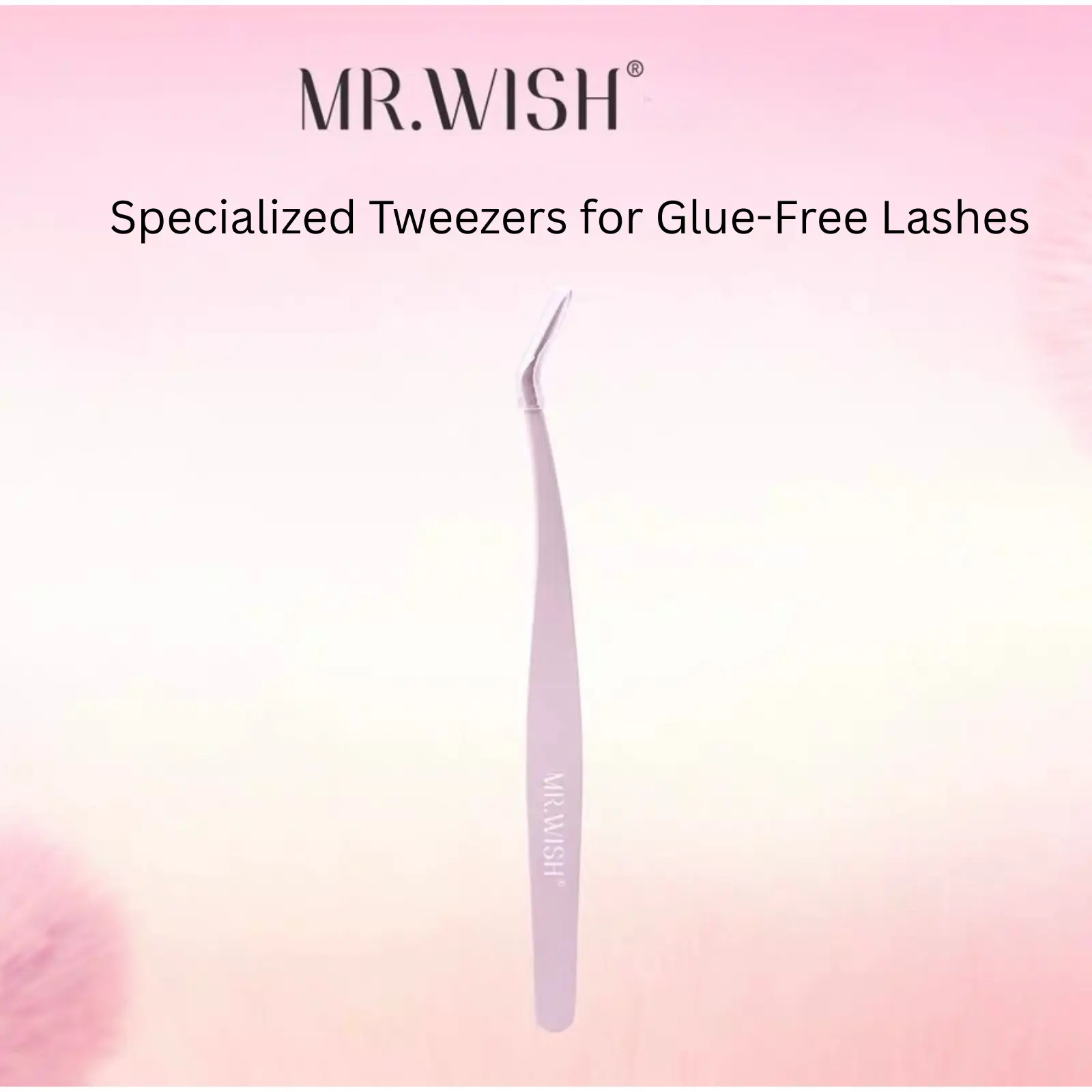 Pink Stainless Steel Lash Tweezers — Easy Grip Tool for Perfect Glue-Free Lashes