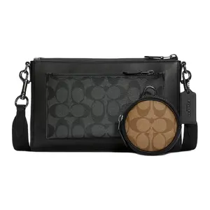 Coach Holden 25 Monogram-Print Leather-Trimmed Canvas Crossbody Bag for Men, Brown and Black