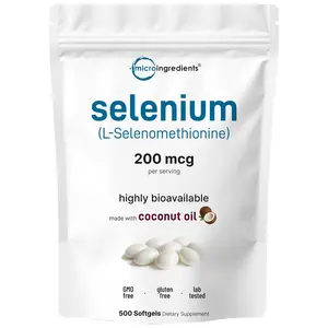 Micro Ingredients Selenium Supplement 200mcg, 500 Softgels with Coconut Oil