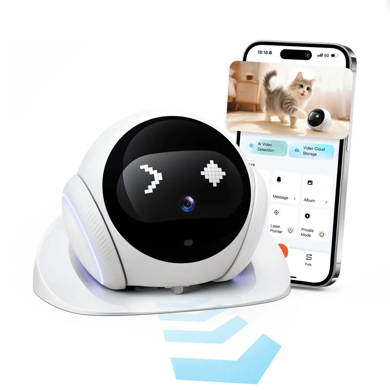 1080P Smart AI Talking Puppy Camera, Wireless Moveable Car Interior Mountable Security Monitor with 2-Way Audio, Night Vision, Self-Charging Home & Car Gadget, Summer Gift