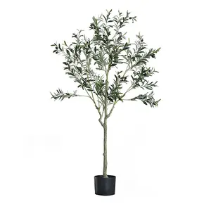 1pc Artificial Olive Tree, 5ft /150cm,Tall Fake Tree Plants for Modern Living Room Home Office Indoor Outdoor Garden Decor, Natural Artificial Plants for Housewarming