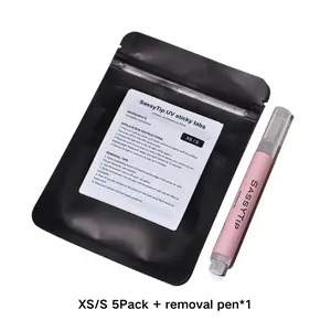 SASSYTIP UV tabs, Press On Nails Sticky Tabs, UV Nails Glue Tabs, Waterproof and Long-lasting; Removal Pen, Click&Remove Pen Design